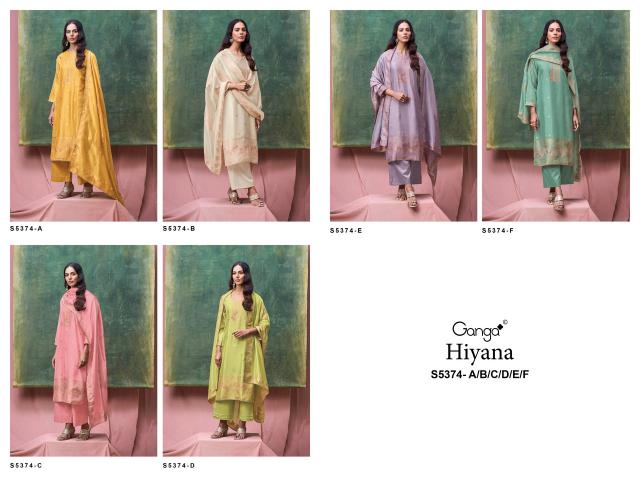 Ganga hiyana 5374 silk dress material wholesale online shopping